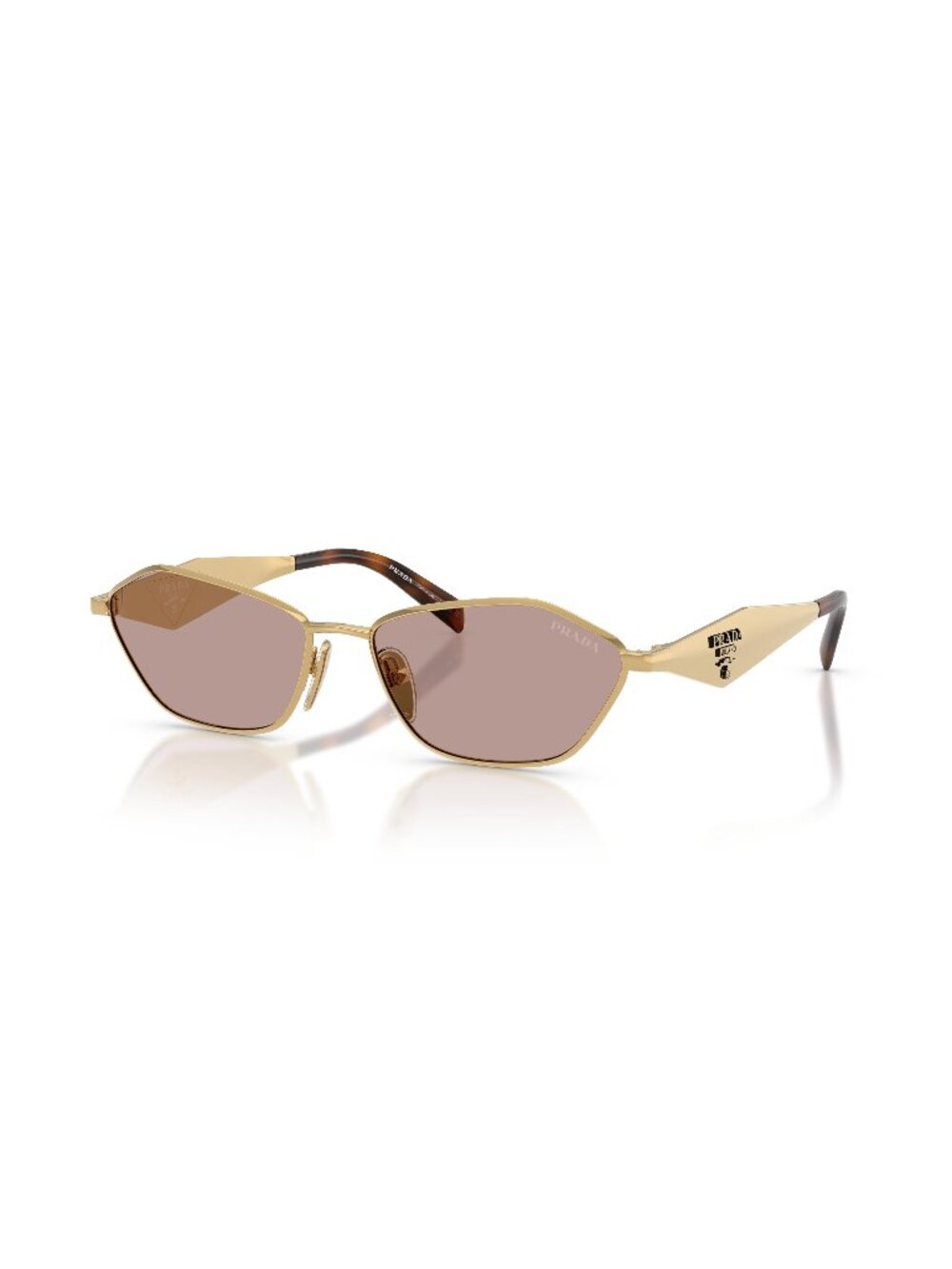 New Prada Women's Sunglasses Gold Brown Lens Metal Frame PR D50S 5AK20I 57